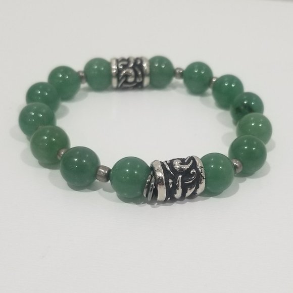 Feel Good™ - 8” Elastic Green Jade Fortunato Bracelet - Picture 5 of 7